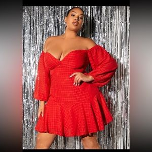 SHEIN off shoulder ruffle hem dress